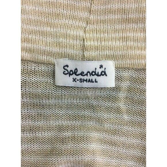 Splendid Womens White Beige Striped Short Sleeve Kimono Wrap Cardigan Top Xs - Picture 5 of 6